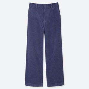 NWT Uniqlo Blue High Waisted Corduroy Wide Pants